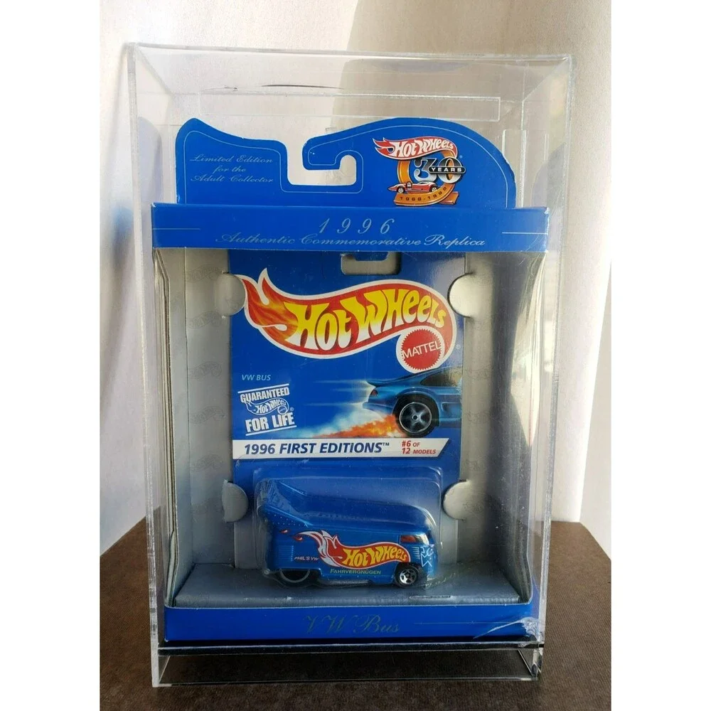 VTG. 1998 Hot Wheels 1996 VW BUS VOLKSWAGEN Blue 30Th ANNIVERSARY 5SP&10DOT 1:64